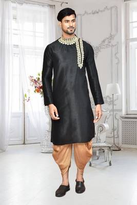 Mens silk embroidered dhoti kurta 1