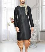 Mens silk embroidered dhoti kurta
