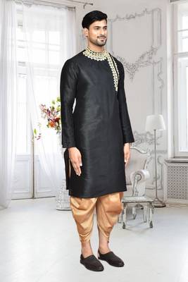 Mens silk embroidered dhoti kurta 3