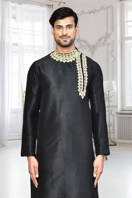 Mens silk embroidered dhoti kurta 4