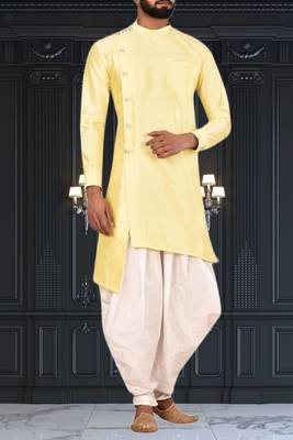Mens silk plain dhoti kurta 1