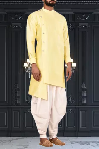 Mens silk plain dhoti kurta