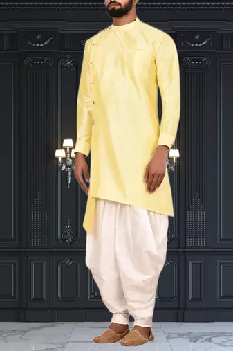 Mens silk plain dhoti kurta