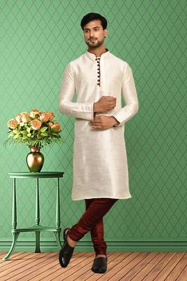 Mens silk plain kurta pajama 1