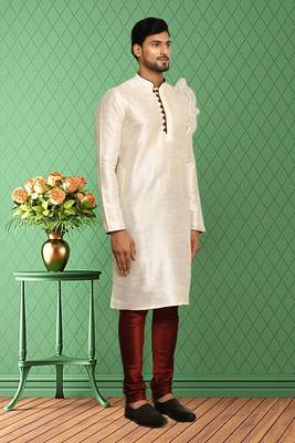 Mens silk plain kurta pajama 2