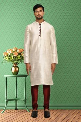 Mens silk plain kurta pajama 3