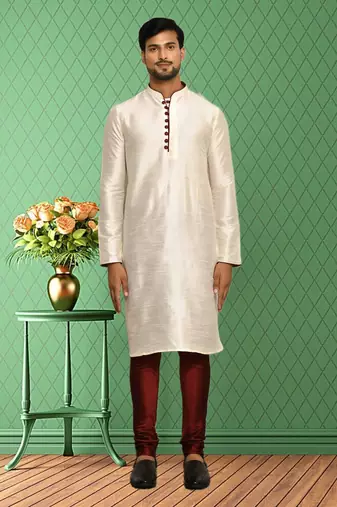 Mens silk plain kurta pajama