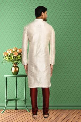 Mens silk plain kurta pajama 4