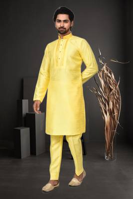 Mens silk plain kurta pajama 1