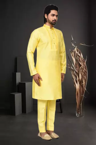 Mens silk plain kurta pajama