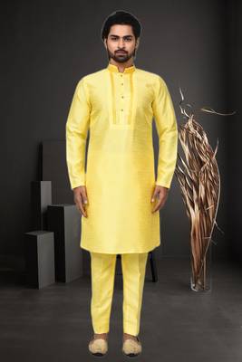 Mens silk plain kurta pajama 3