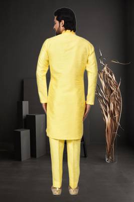Mens silk plain kurta pajama 4