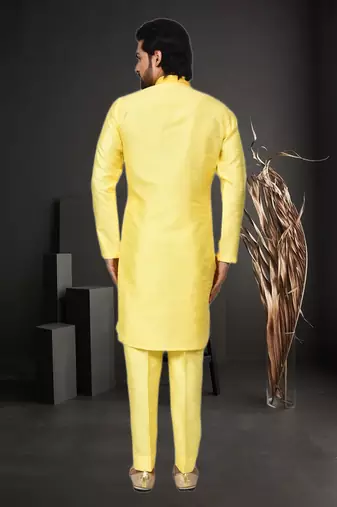 Mens silk plain kurta pajama
