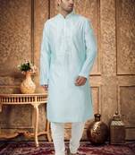Mens silk embroidered kurta pajama