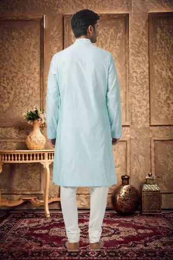 Mens silk embroidered kurta pajama