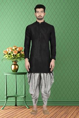 Mens silk plain kurta pajama 3