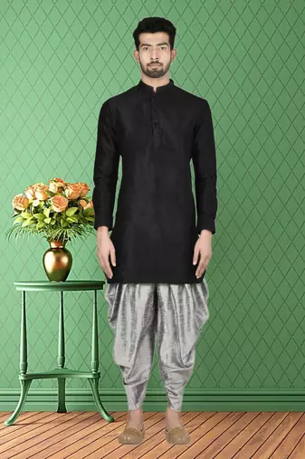Mens silk plain kurta pajama