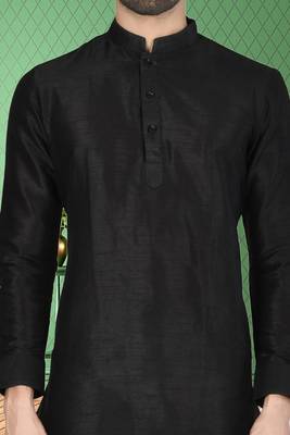 Mens silk plain kurta pajama 4