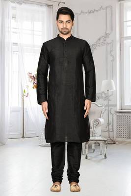 Mens silk plain kurta pajama 1
