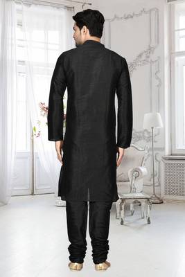 Mens silk plain kurta pajama 3