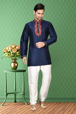 Mens silk embroidered kurta pajama 1