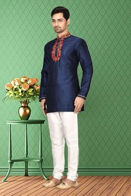 Mens silk embroidered kurta pajama 3