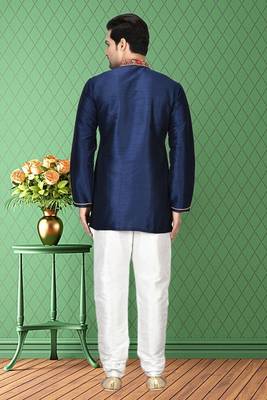 Mens silk embroidered kurta pajama 5