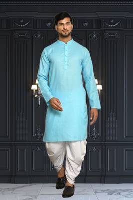 Mens cotton plain dhoti kurta 1