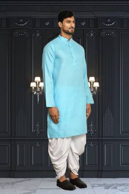 Mens cotton plain dhoti kurta 2