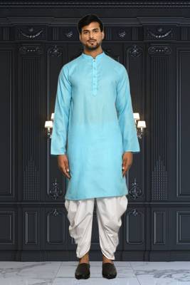 Mens cotton plain dhoti kurta 3