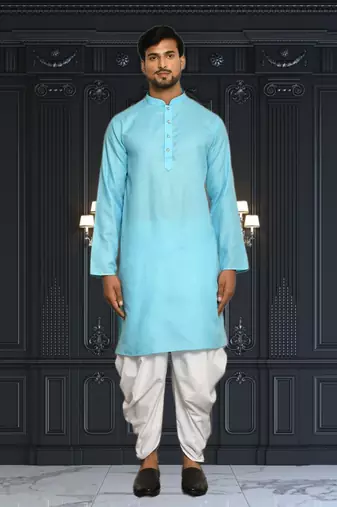 Mens cotton plain dhoti kurta