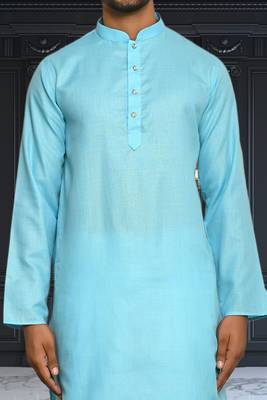Mens cotton plain dhoti kurta 4