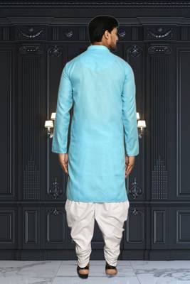 Mens cotton plain dhoti kurta 5