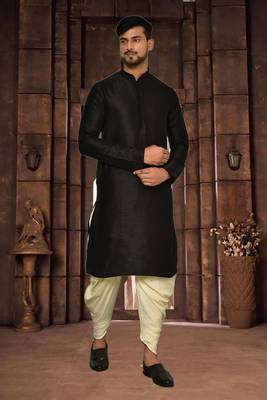 Mens cotton plain dhoti kurta 1