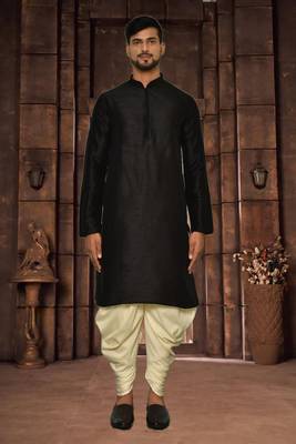 Mens cotton plain dhoti kurta 3