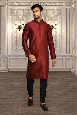 Mens silk plain kurta pajama 1