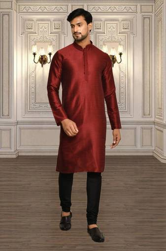 Mens silk plain kurta pajama