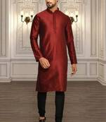 Mens silk plain kurta pajama