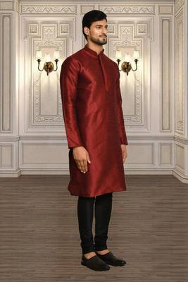 Mens silk plain kurta pajama 2