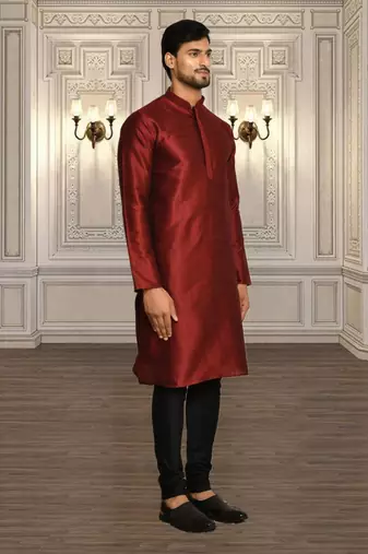 Mens silk plain kurta pajama