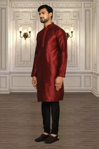 Mens silk plain kurta pajama