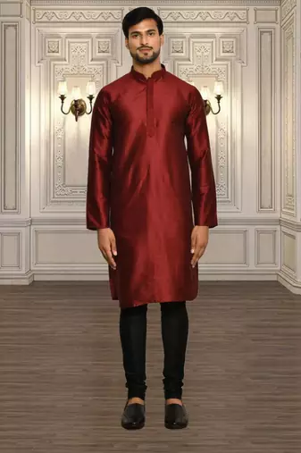 Mens silk plain kurta pajama