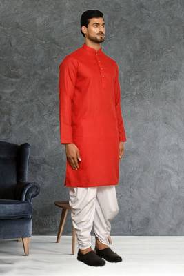 Mens cotton plain dhoti kurta 2