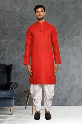 Mens cotton plain dhoti kurta 3