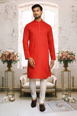 Mens cotton plain kurta pajama 1
