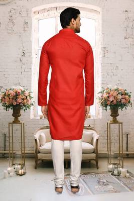 Mens cotton plain kurta pajama 4