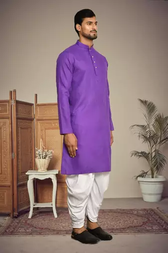 Mens cotton plain dhoti kurta