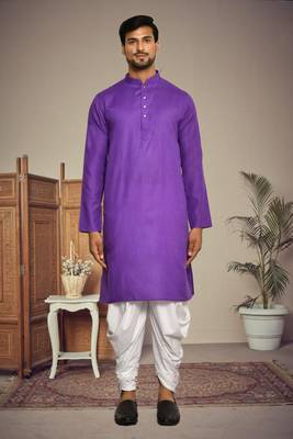 Mens cotton plain dhoti kurta 3