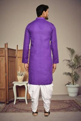 Mens cotton plain dhoti kurta 4