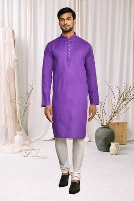 Mens cotton plain kurta pajama 1